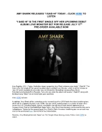 Amy Shark Releases “I Said Hi” Today—Click Here to Listen