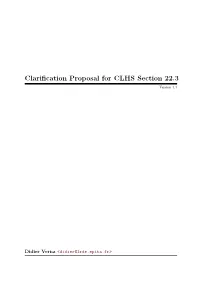 Clarification Proposal for CLHS Section 22.3 Version 1.1
