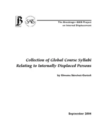 Collection of Global Course Syllabi Relating to Internally Displaced Persons