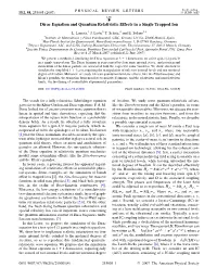 Dirac Equation and Quantum Relativistic Effects in a Single Trapped Ion