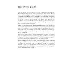 Kiwi (Apteryx Spp.) Recovery Plan
