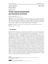 Vector-Valued Holomorphic and Harmonic Functions