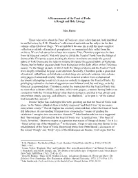 1 a Reassessment of the Feast of Fools: a Rough and Holy Liturgy