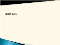 Certificate Acknowledgement Index