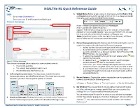 Healthe NL Quick Reference Guide