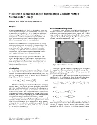 Measuring Camera Shannon Information Capacity with a Siemens Star Image