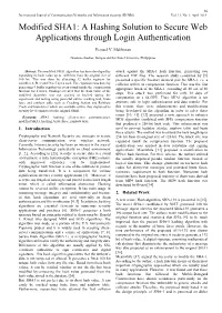 Modified SHA1: a Hashing Solution to Secure Web Applications Through Login Authentication