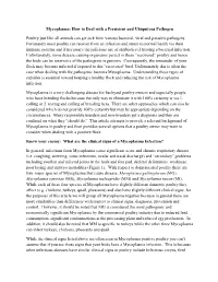 Mycoplasma: How to Deal with a Persistent and Ubiquitous Pathogen Poultry Just Like All Animals Can Get Sick from Various Bacter