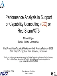 Performance Analysis in Support of Capability Computing on Red