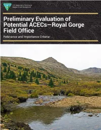Preliminary Evaluation of Potential Acecs---Royal