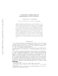 A Complete Classification of Homogeneous Plane Continua