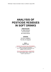 Analysis of Pesticide Residues in Soft Drinks, August 2006