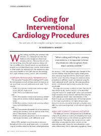 Coding for Interventional Cardiology Procedures an Overview of the Complex Coding for Various Cardiology Procedures