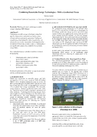 Combining Renewable Energy Technologies - with a Geothermal Focus