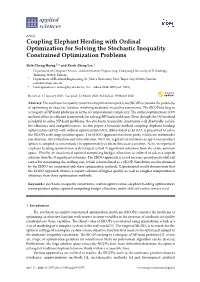 Coupling Elephant Herding with Ordinal Optimization for Solving the Stochastic Inequality Constrained Optimization Problems