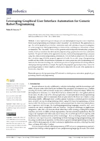 Leveraging Graphical User Interface Automation for Generic Robot Programming