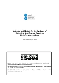 Methods and Models for the Analysis of Biological Signifïcance Based on High-Throughput Data