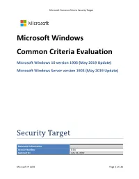 Microsoft Windows Common Criteria Evaluation Security Target