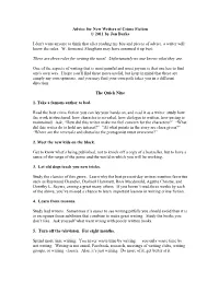 Advice for Writers (Continued) 2