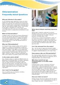 Chloramination Frequently Asked Questions