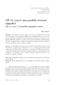 CIL VI, 30971: Una Possibile Revisione Epigrafica…