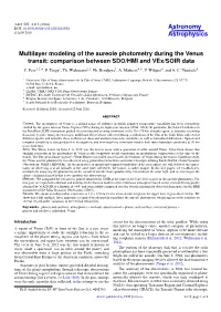 Multilayer Modeling of the Aureole Photometry During the Venus Transit: Comparison Between SDO/HMI and Vex/SOIR Data C