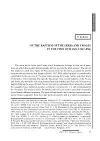 On the Baptism of the Serbs and Croats in the Time of Basil I (867–886)