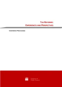 Tax Reforms: Experiences and Perspectives