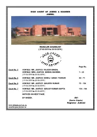 { 27-05-2019 to 30-05-2019 } INDEX Page No. Court No. 2 HON'bl