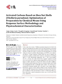 Activated Carbons Based on Shea Nut Shells (Vitellaria Paradoxa