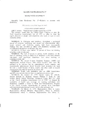 Assembly Joint Resolution No. 17 RESOLUTION CHAPTER 77 Assembly Joint Resolution No. 17—Relative to Persons with Disabilities