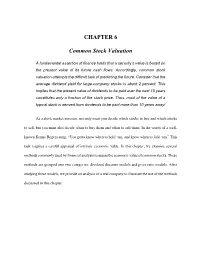 Chapter 6 Common Stock Valuation End of Chapter Questions and Problems