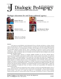 Dialogic Education for and from Authorial Agency
