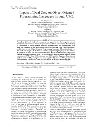 Impact of Dual Core on Object Oriented Programming Languages Through UML