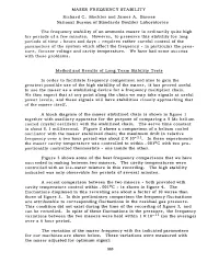 MASER FREQUENCY STABILITY Richard C