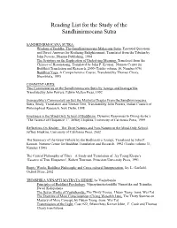 Reading List for the Study of the Sandhinirmocana Sutra