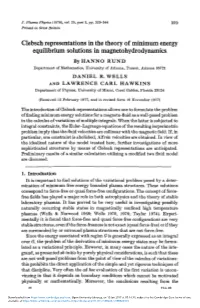 Clebsch Representations in the Theory of Minimum Energy Equilibrium