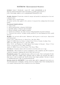 MATH2740: Environmental Statistics