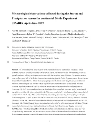 Meteorological Observations Collected During the Storms and Precipitation Across the Continental Divide Experiment (SPADE), April–June 2019