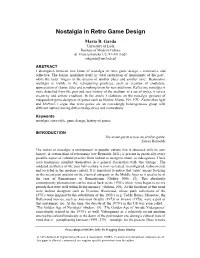 Nostalgia in Retro Game Design