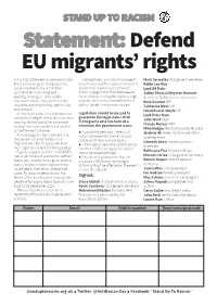 Statement:Defend EU Migrants' Rights
