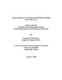 Technical Report for the Substantial Modification Rule for 62-730, F.A.C