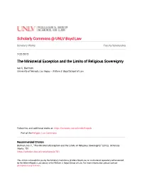 The Ministerial Exception and the Limits of Religious Sovereignty