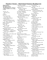 Timeless Classics – Summer Reading List