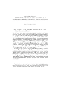 Danila Zuljan Kumar 1. the Ter/Torre Valley Dialect of Slovenian in The
