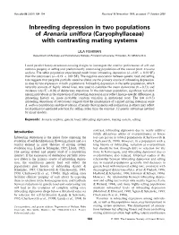 Inbreeding Depression in Two Populations of Arenaria Uni¯Ora (Caryophyllaceae) with Contrasting Mating Systems