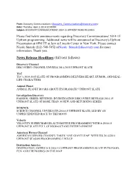 News Release Headlines (Full Text Follows)