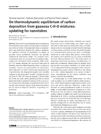 On Thermodynamic Equilibrium of Carbon Deposition from Gaseous C-H-O Mixtures: Updating for Nanotubes