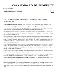 OSU Museum of Art Introduces "Richard Tuttle: a Print Retrospective"