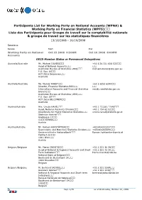 Participants List for Working Party on National Accounts (WPNA) & Working Party on Financial Statistics (WPFS)